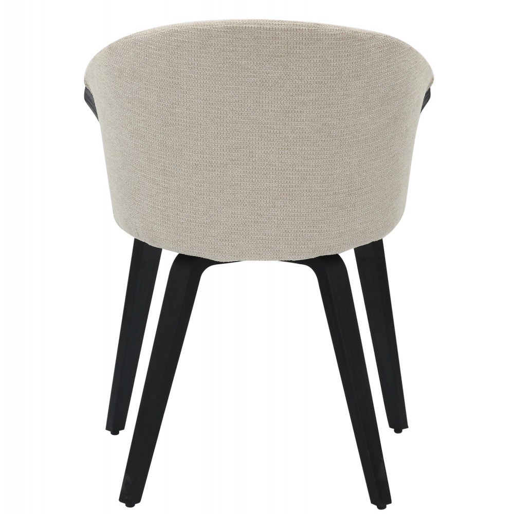 Πολυθρόνα τραπεζαρίας ''JESPER'' από ξύλο/ύφασμα σε χρώμα μαύρο/εκρού  61x54x74