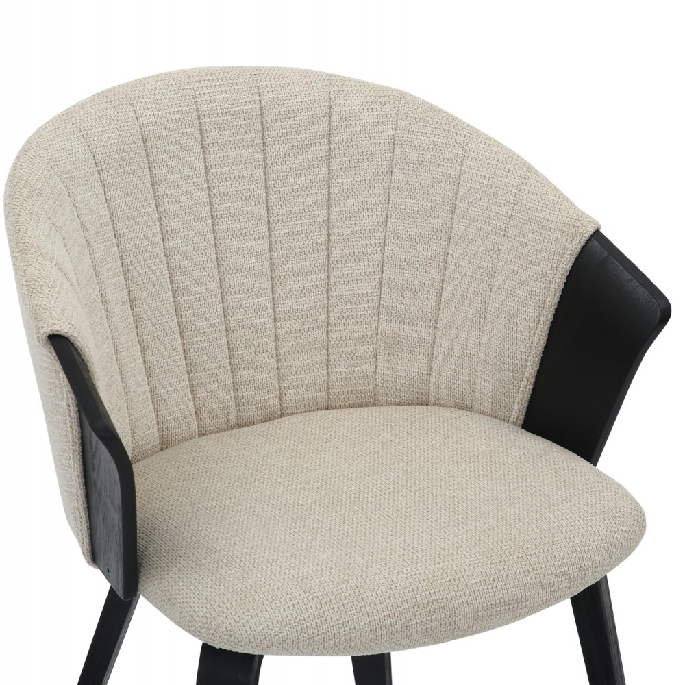 Πολυθρόνα τραπεζαρίας ''JESPER'' από ξύλο/ύφασμα σε χρώμα μαύρο/εκρού  61x54x74