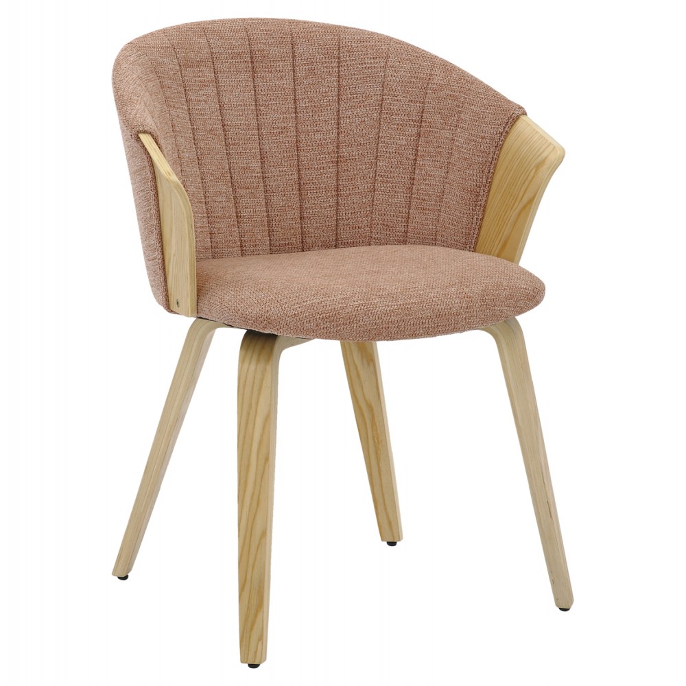 Πολυθρόνα τραπεζαρίας ''JESPER''  από ξύλο/ύφασμα σε χρώμα όακ/καφέ κόκκινο 61x54x74