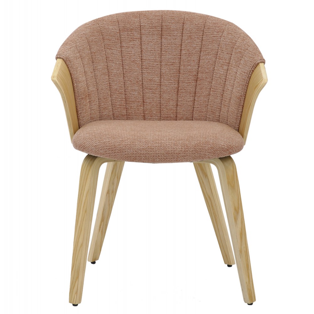 Πολυθρόνα τραπεζαρίας ''JESPER''  από ξύλο/ύφασμα σε χρώμα όακ/καφέ κόκκινο 61x54x74