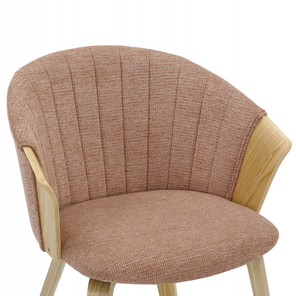 Πολυθρόνα τραπεζαρίας ''JESPER''  από ξύλο/ύφασμα σε χρώμα όακ/καφέ κόκκινο 61x54x74