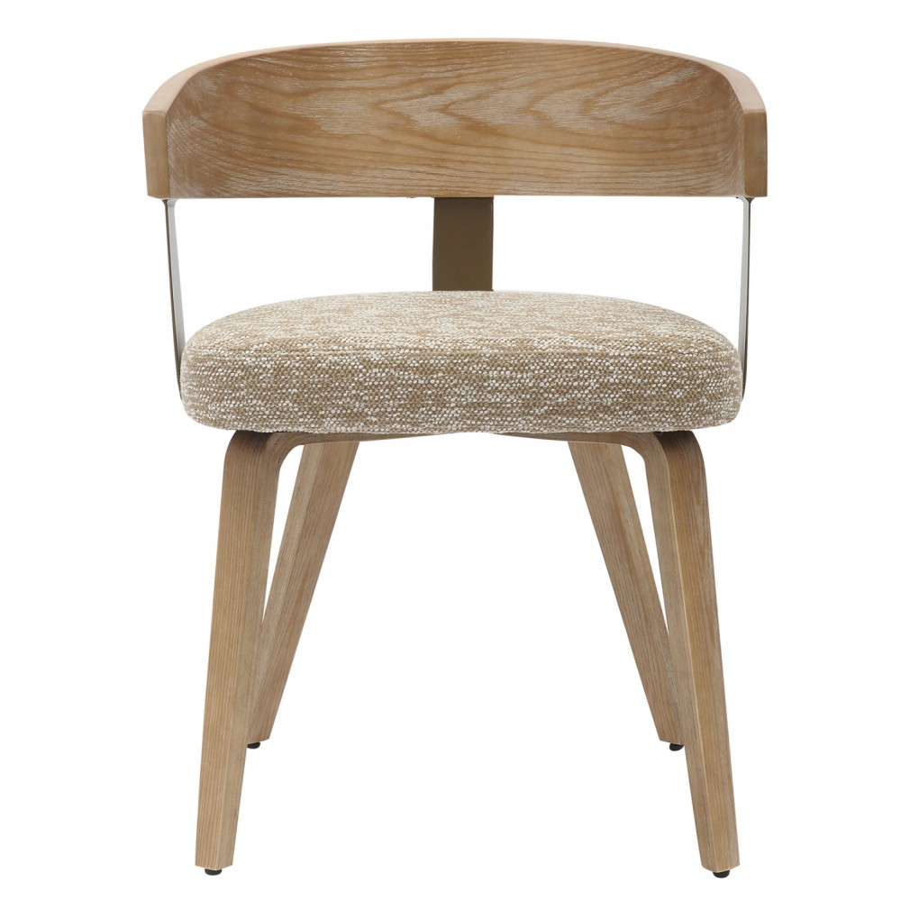 Πολυθρόνα τραπεζαρίας ''GALLEY'' από ξύλο/ύφασμα σε χρώμα φυσικό/μπεζ 55,5x53,5x70