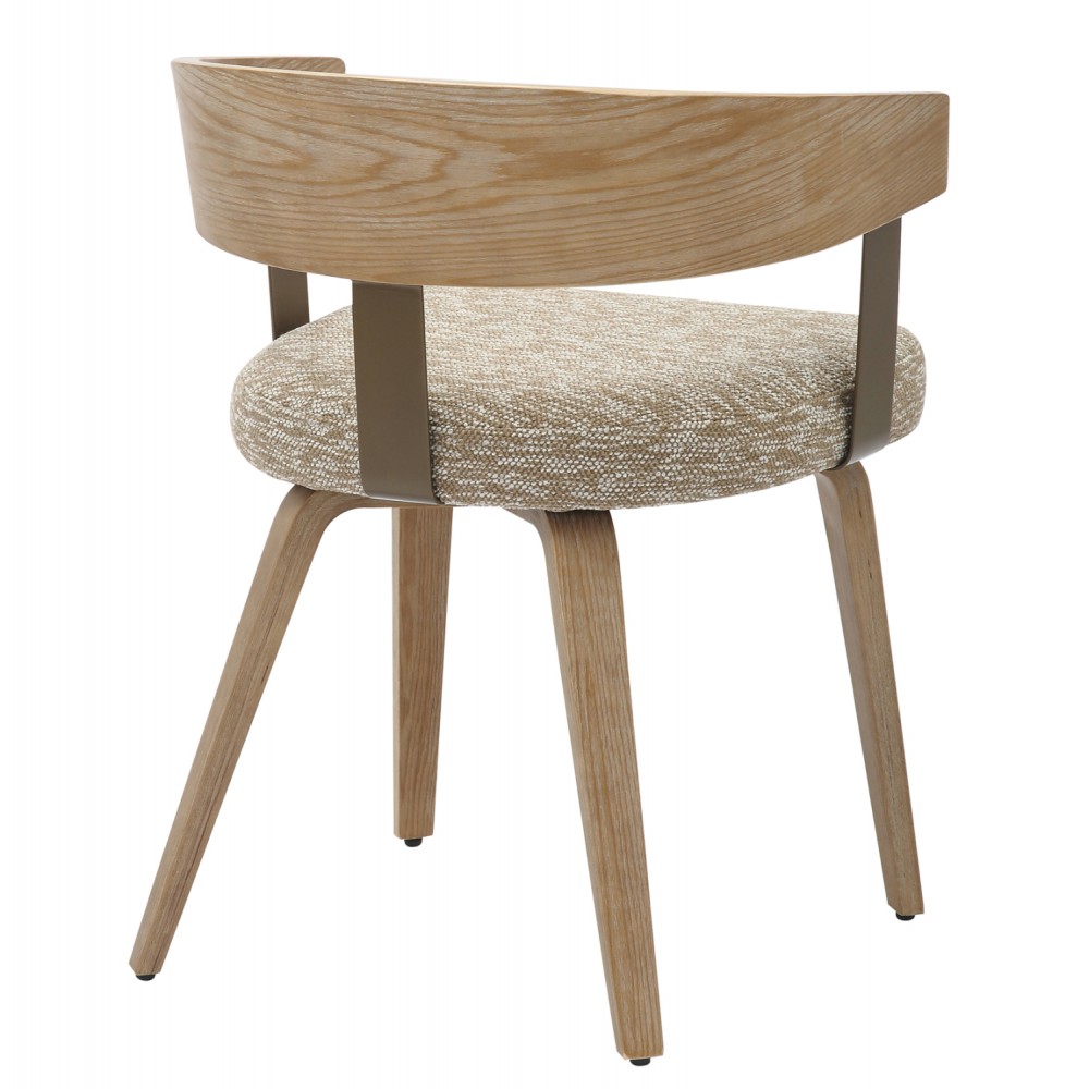 Πολυθρόνα τραπεζαρίας ''GALLEY'' από ξύλο/ύφασμα σε χρώμα φυσικό/μπεζ 55,5x53,5x70