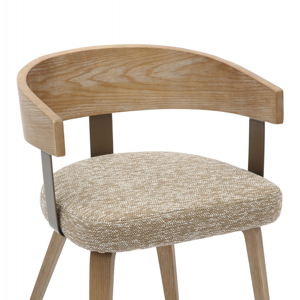Πολυθρόνα τραπεζαρίας ''GALLEY'' από ξύλο/ύφασμα σε χρώμα φυσικό/μπεζ 55,5x53,5x70