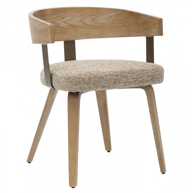 Πολυθρόνα τραπεζαρίας ''GALLEY'' από ξύλο/ύφασμα σε χρώμα φυσικό/μπεζ 55,5x53,5x70