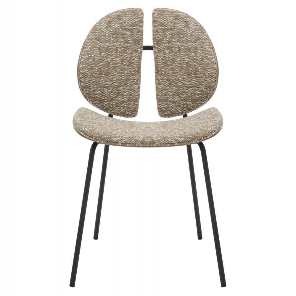 Καρέκλα τραπεζαρίας ''LUNGS'' από μέταλλο/ύφασμα σε χρώμα μαύρο/μπεζ 49x53,5x80