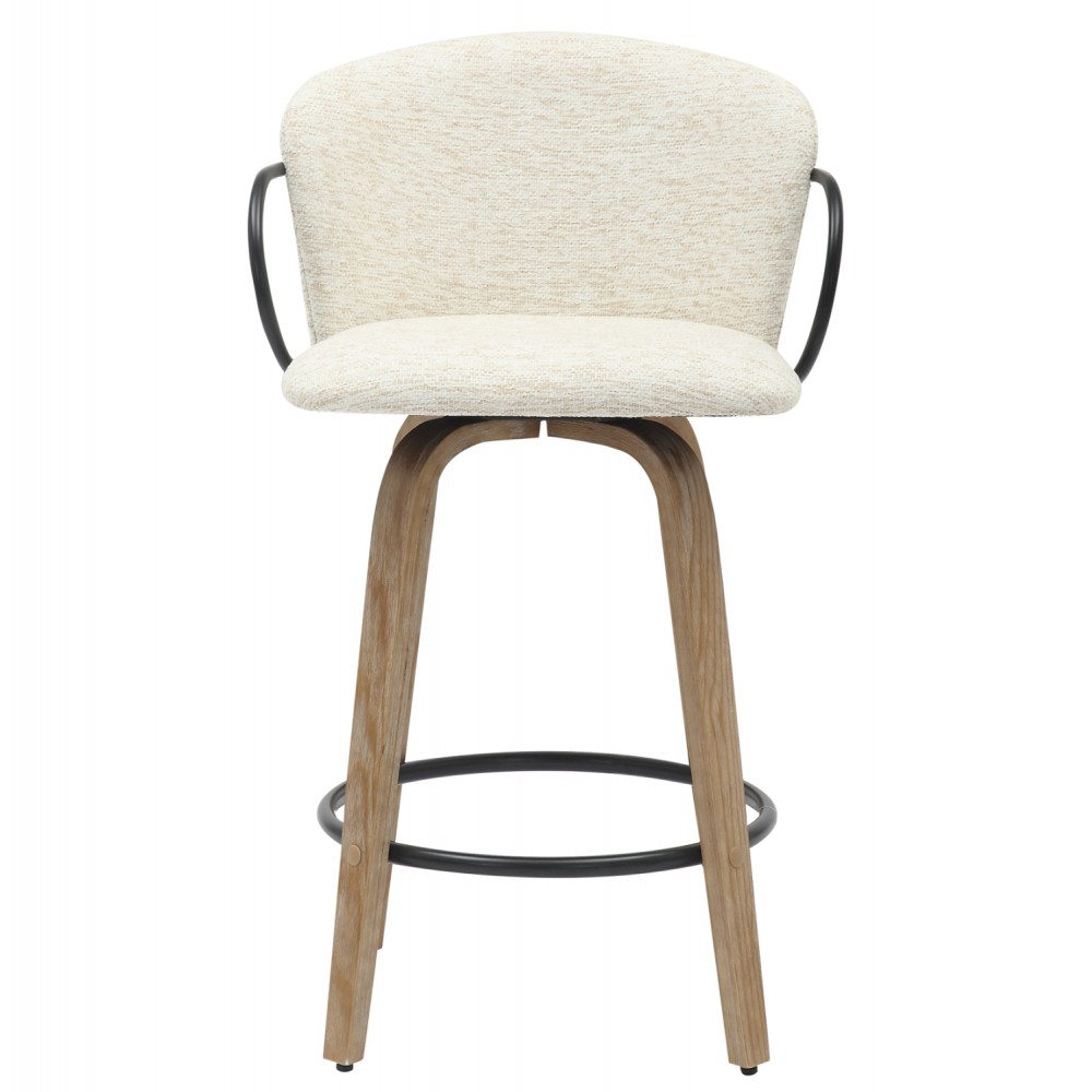 Σκαμπό μπαρ μεσαίου ύψους ''NEBOR'' από μέταλλο/ύφασμα σε χρώμμα μαύρο/εκρού 53x50x90