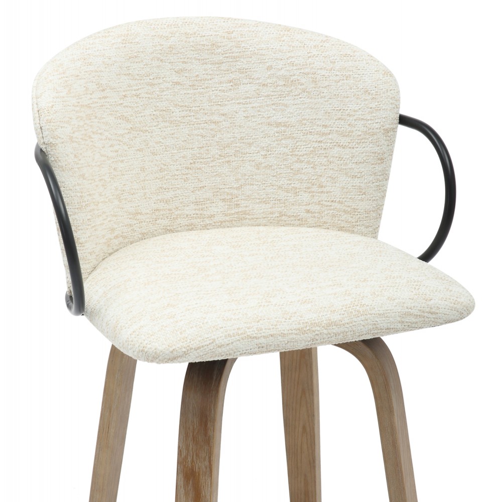 Σκαμπό μπαρ μεσαίου ύψους ''NEBOR'' από μέταλλο/ύφασμα σε χρώμμα μαύρο/εκρού 53x50x90