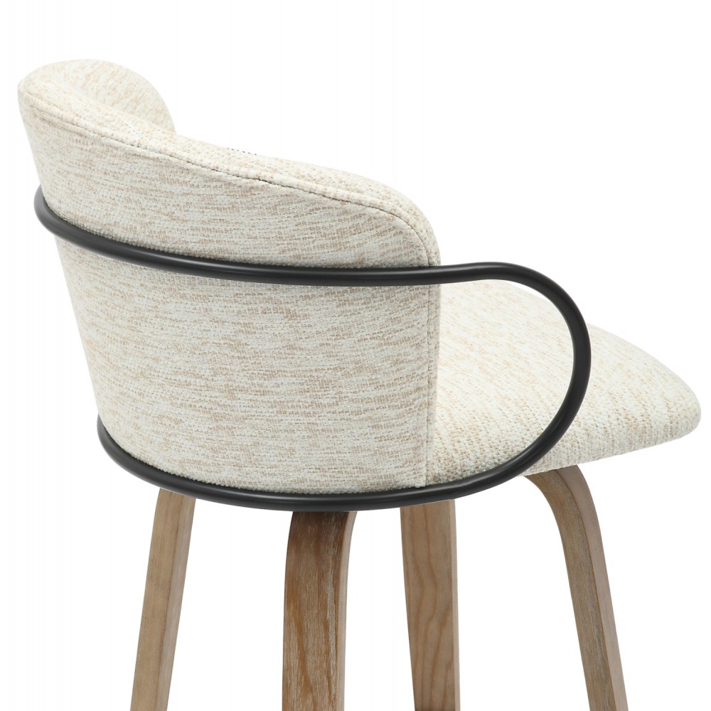 Σκαμπό μπαρ μεσαίου ύψους ''NEBOR'' από μέταλλο/ύφασμα σε χρώμμα μαύρο/εκρού 53x50x90