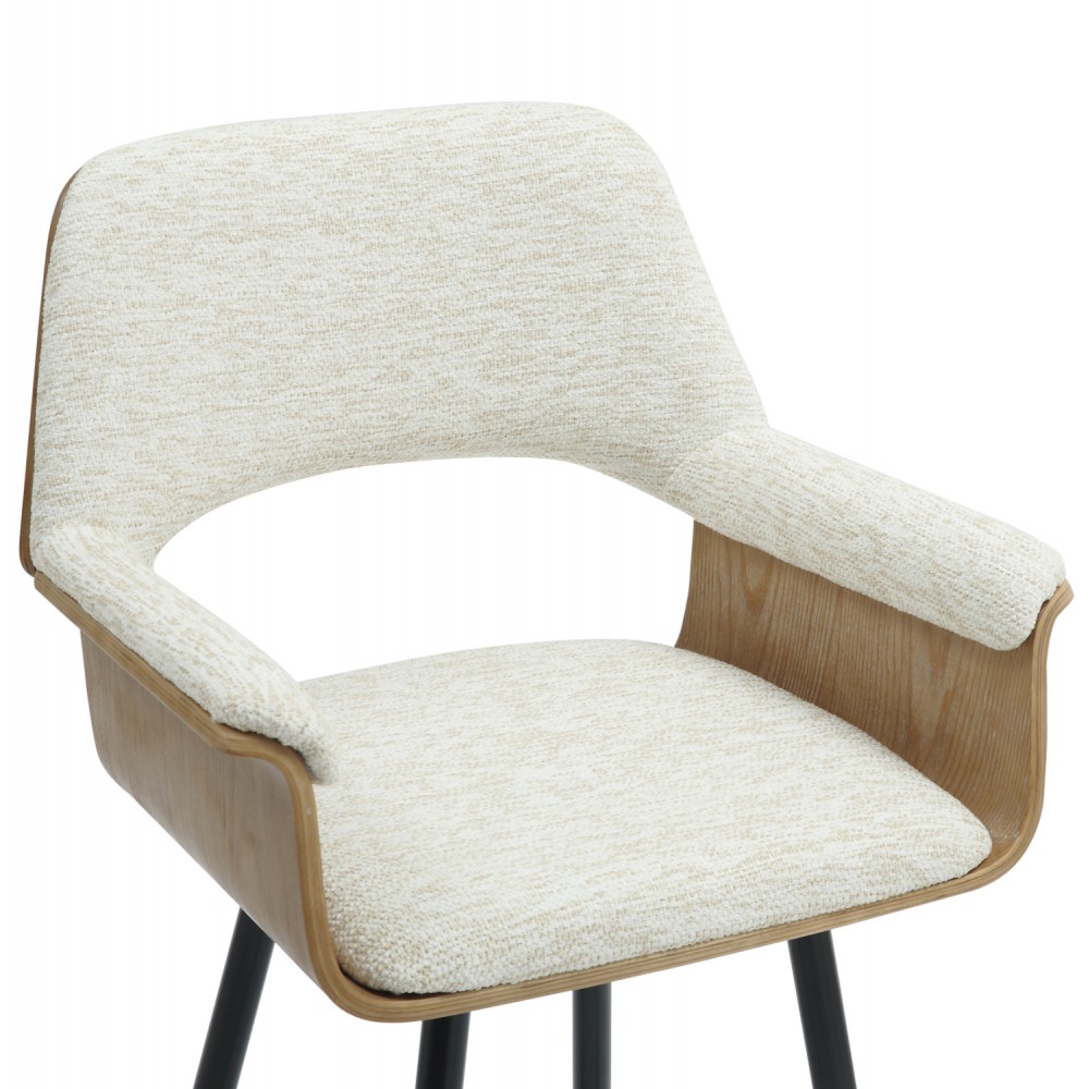 Σκαμπό μπαρ μεσαίου ύψους ''CLIPP'' από μέταλλο/ύφασμα σε χρώμα μαύρο/εκρού 57,5x53x98