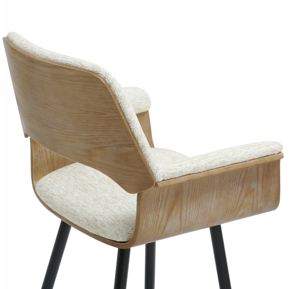 Σκαμπό μπαρ μεσαίου ύψους ''CLIPP'' από μέταλλο/ύφασμα σε χρώμα μαύρο/εκρού 57,5x53x98