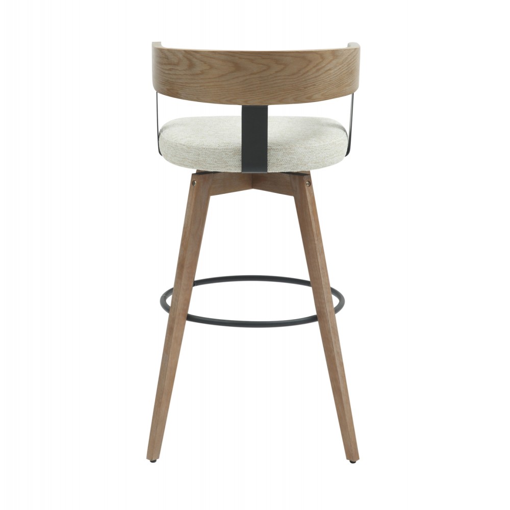 Σκαμπό μπαρ περιστρεφόμενο ''LANI'' από ξύλο/ύφασμα σε χρώμα white wash/εκρού 52,5x50.5x88