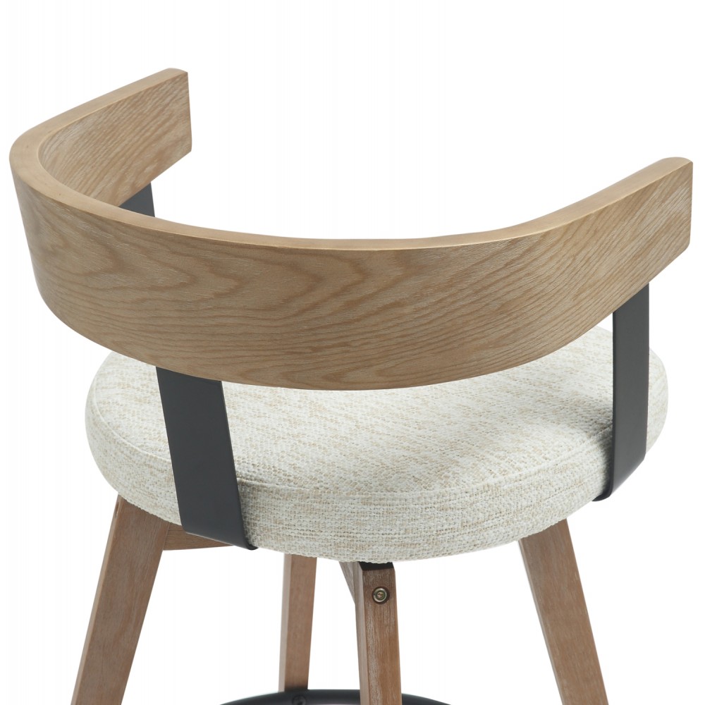 Σκαμπό μπαρ περιστρεφόμενο ''LANI'' από ξύλο/ύφασμα σε χρώμα white wash/εκρού 52,5x50.5x88