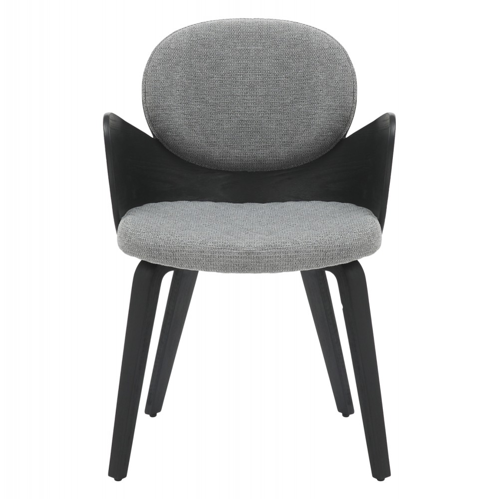 Πολυθρόνα τραπεζαρίας ''DARNELL'' από ξύλο/ύφασμα σε  χρώμα μαύρο/γκρι 56x56x83