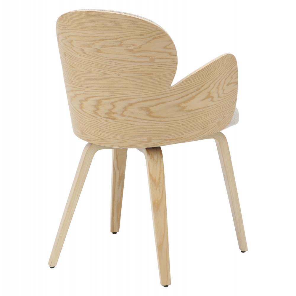 Πολυθρόνα τραπεζαρίας ''DARNELL'' από ξύλο/ύφασμα σε χρώμα όακ/εκρού 56x56x83