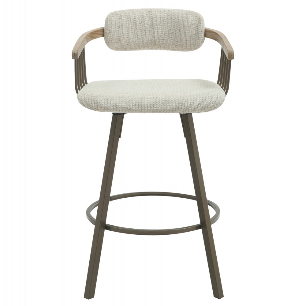 Σκαμπό μπαρ περιστρεφόμενο ''LANG'' από μέταλλο/ύφασμα σε χρώμα χάλκινο/εκρού 51.5x48.5x89.5