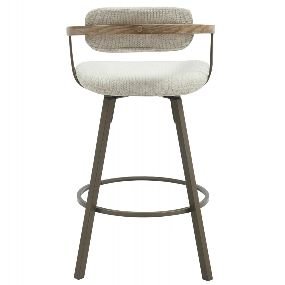 Σκαμπό μπαρ περιστρεφόμενο ''LANG'' από μέταλλο/ύφασμα σε χρώμα χάλκινο/εκρού 51.5x48.5x89.5