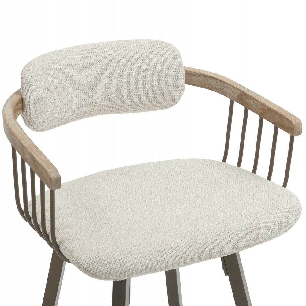 Σκαμπό μπαρ περιστρεφόμενο ''LANG'' από μέταλλο/ύφασμα σε χρώμα χάλκινο/εκρού 51.5x48.5x89.5