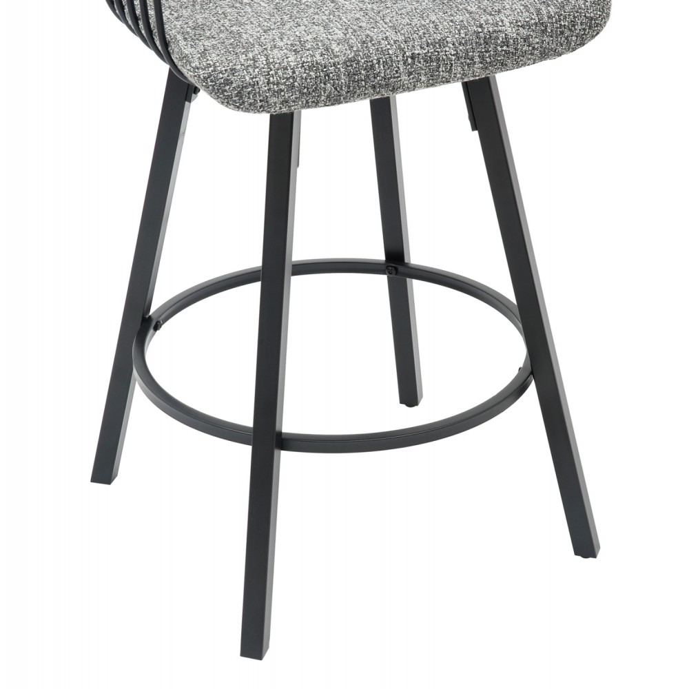 Σκαμπό μπαρ περιστρεφόμενο ''LANG'' από μέταλλο/ύφασμα σε χρώμα μαύρο/γκρι 51.5x48.5x89.5