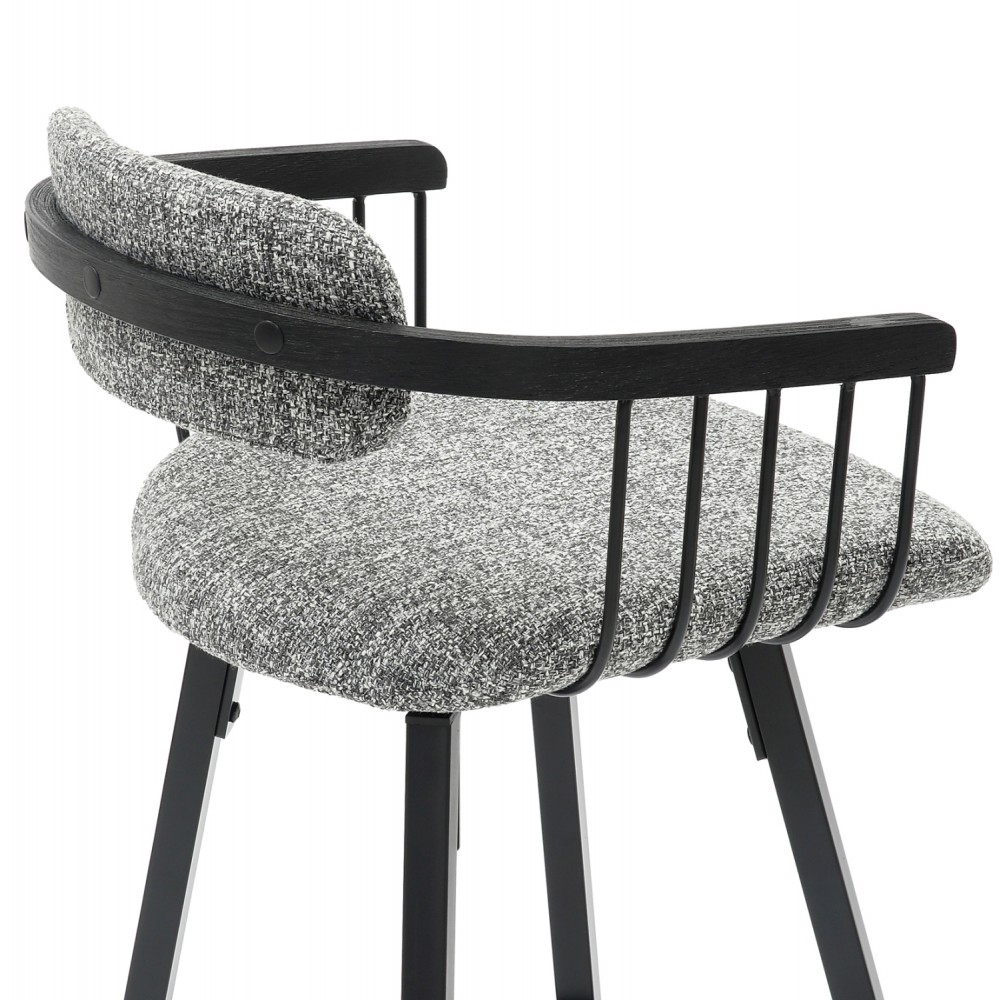 Σκαμπό μπαρ περιστρεφόμενο ''LANG'' από μέταλλο/ύφασμα σε χρώμα μαύρο/γκρι 51.5x48.5x89.5