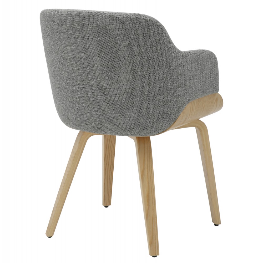 Πολυθρόνα τραπεζαρίας ''PRIETO'' από ξύλο/ύφασμα σε χρώμα όακ/γκρι 54.5x44x89.5