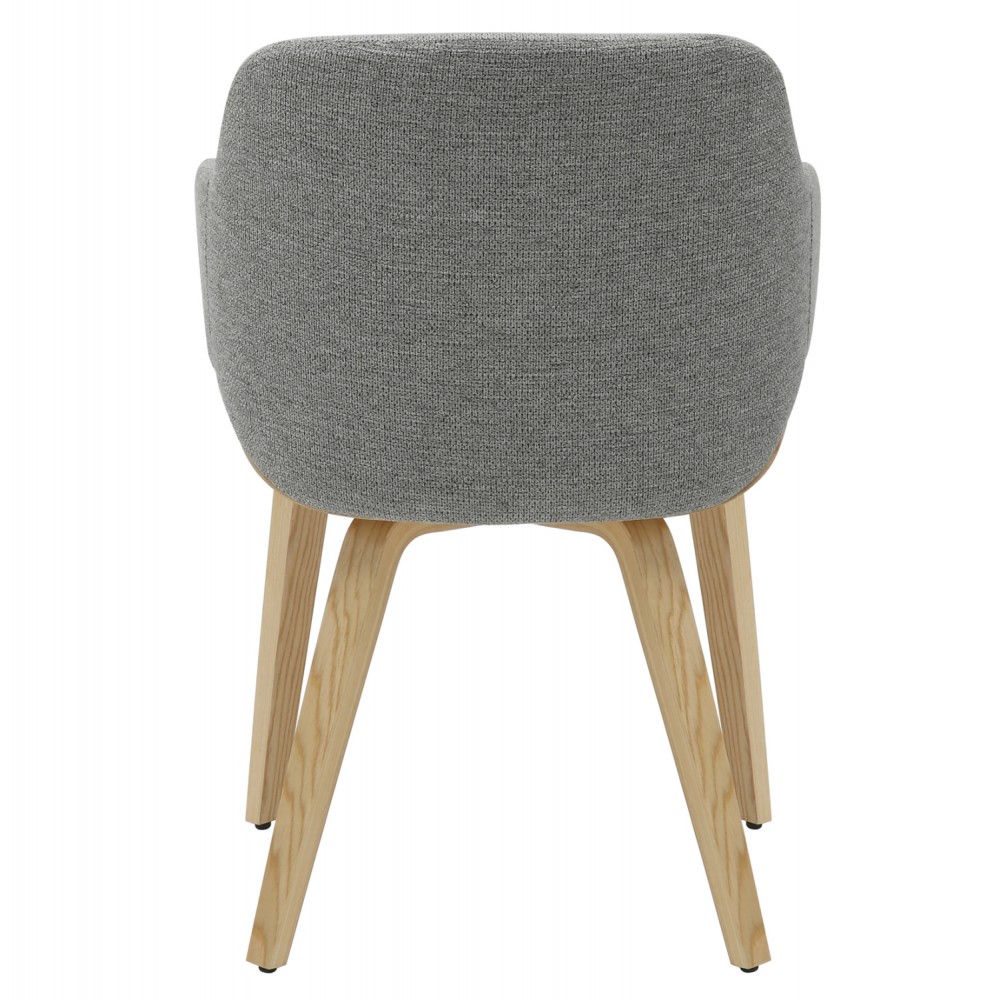 Πολυθρόνα τραπεζαρίας ''PRIETO'' από ξύλο/ύφασμα σε χρώμα όακ/γκρι 54.5x44x89.5