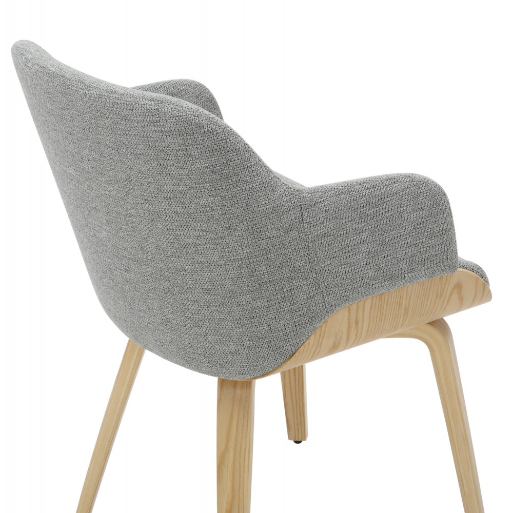 Πολυθρόνα τραπεζαρίας ''PRIETO'' από ξύλο/ύφασμα σε χρώμα όακ/γκρι 54.5x44x89.5