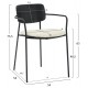 Πολυθρόνα τραπεζαρίας ''VIKKI'' από μέταλλο/ύφασμα σε χρώμα μαύρο/εκρού 54x54x75.5