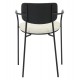Πολυθρόνα τραπεζαρίας ''VIKKI'' από μέταλλο/ύφασμα σε χρώμα μαύρο/εκρού 54x54x75.5