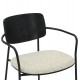 Πολυθρόνα τραπεζαρίας ''VIKKI'' από μέταλλο/ύφασμα σε χρώμα μαύρο/εκρού 54x54x75.5