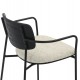 Πολυθρόνα τραπεζαρίας ''VIKKI'' από μέταλλο/ύφασμα σε χρώμα μαύρο/εκρού 54x54x75.5