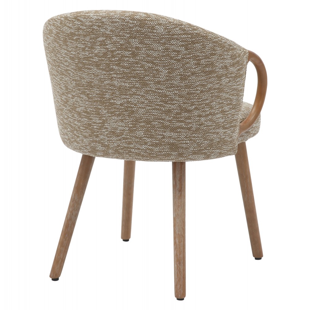 Πολυθρόνα τραπεζαρίας ''RIG'' από ξύλο/ύφασμα σε χρώμα white wash/μπεζ 59x58.5x72.5