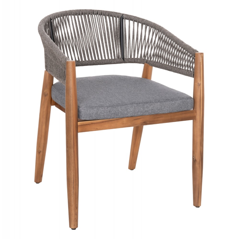 Πολυθρόνα "NAVAN" από ξύλο/σχοινί σε χρώμα φυσικό/γκρι 59x58x76