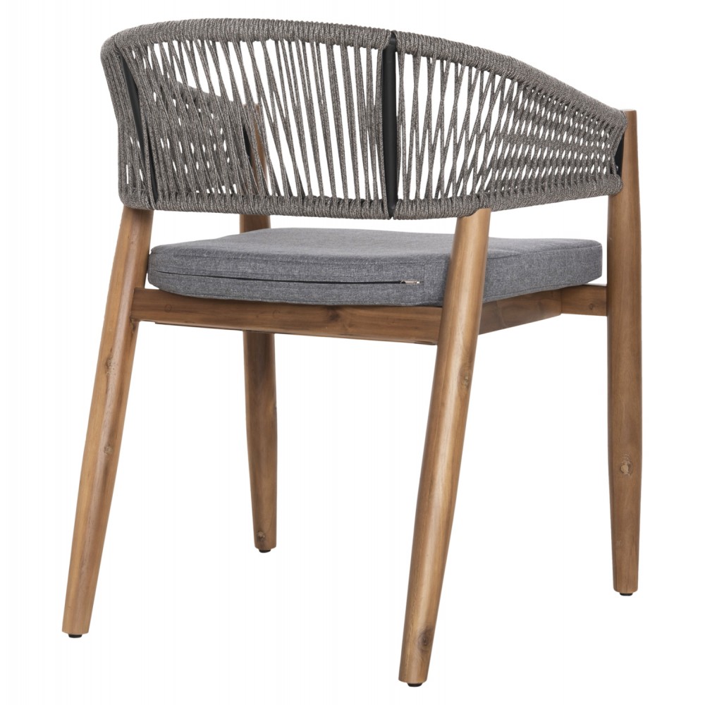 Πολυθρόνα "NAVAN" από ξύλο/σχοινί σε χρώμα φυσικό/γκρι 59x58x76
