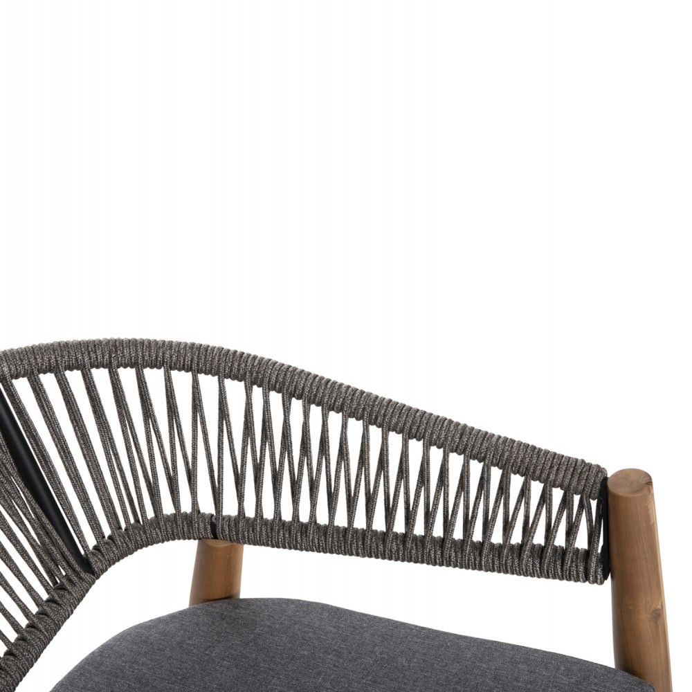 Πολυθρόνα "NAVAN" από ξύλο/σχοινί σε χρώμα φυσικό/γκρι 59x58x76