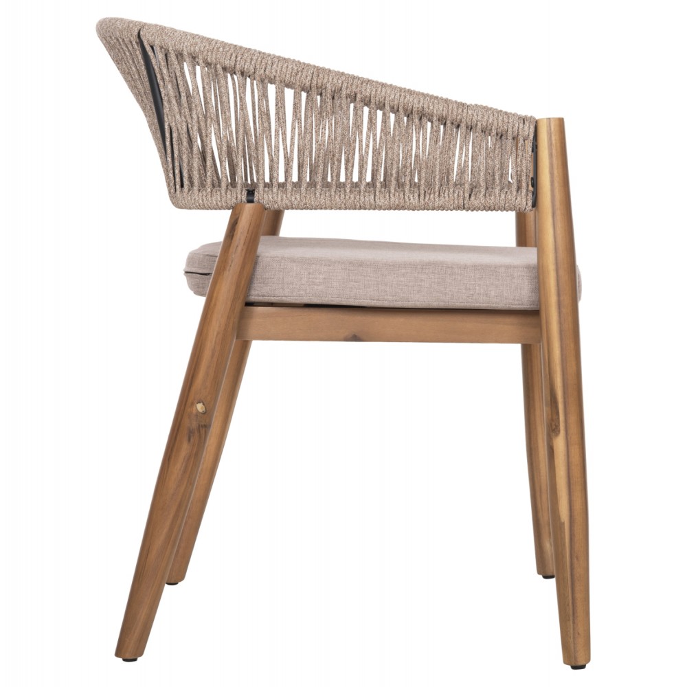 Πολυθρόνα "NAVAN" από ξύλο/σχοινί σε χρώμα φυσικό/μπεζ 59x58x76