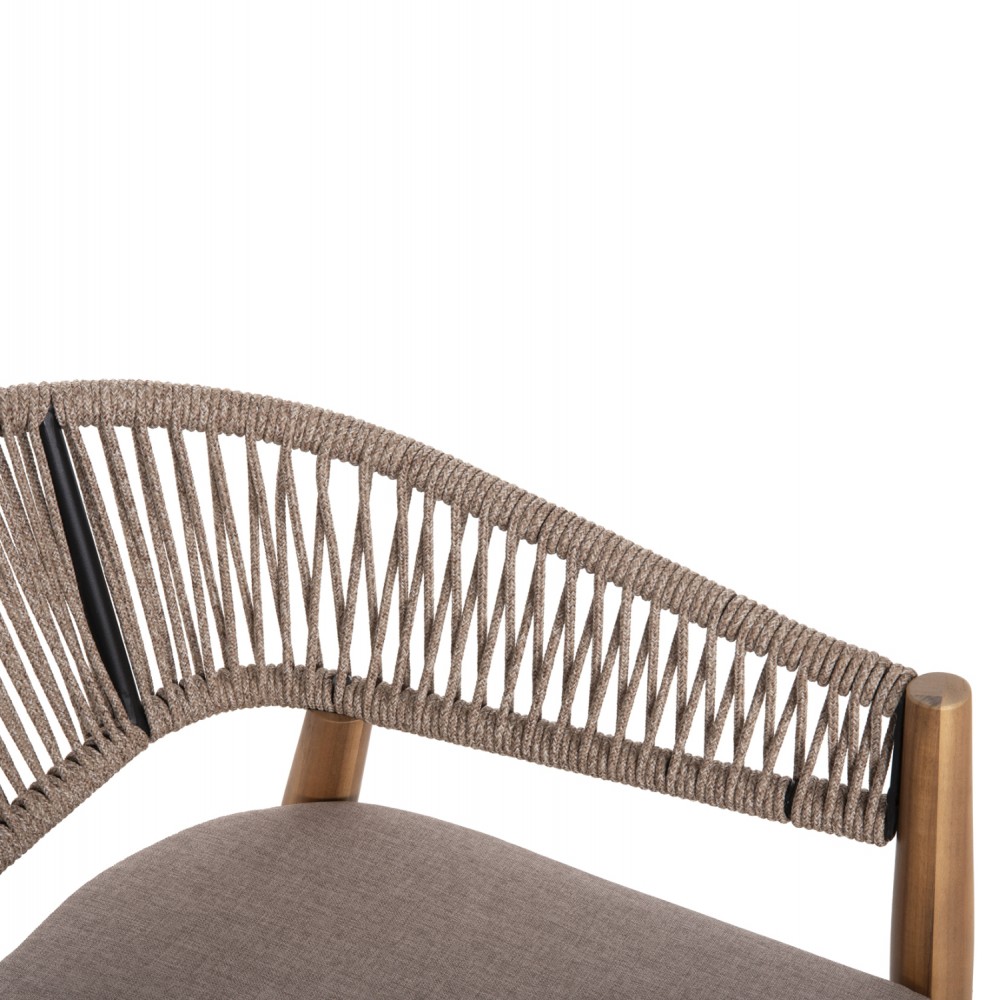 Πολυθρόνα "NAVAN" από ξύλο/σχοινί σε χρώμα φυσικό/μπεζ 59x58x76