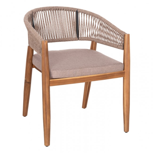 Πολυθρόνα "NAVAN" από ξύλο/σχοινί σε χρώμα φυσικό/μπεζ 59x58x76