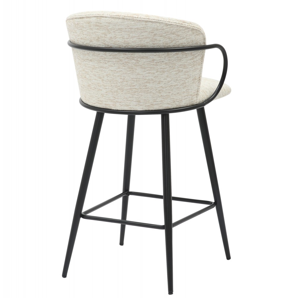 Σκαμπό μπαρ "NEBOR" από μέταλλο/ύφασμα σε χρώμα μαύρο/εκρού 53.5x51x90