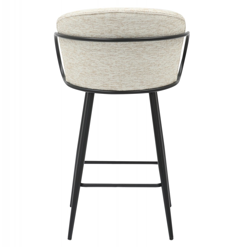 Σκαμπό μπαρ "NEBOR" από μέταλλο/ύφασμα σε χρώμα μαύρο/εκρού 53.5x51x90