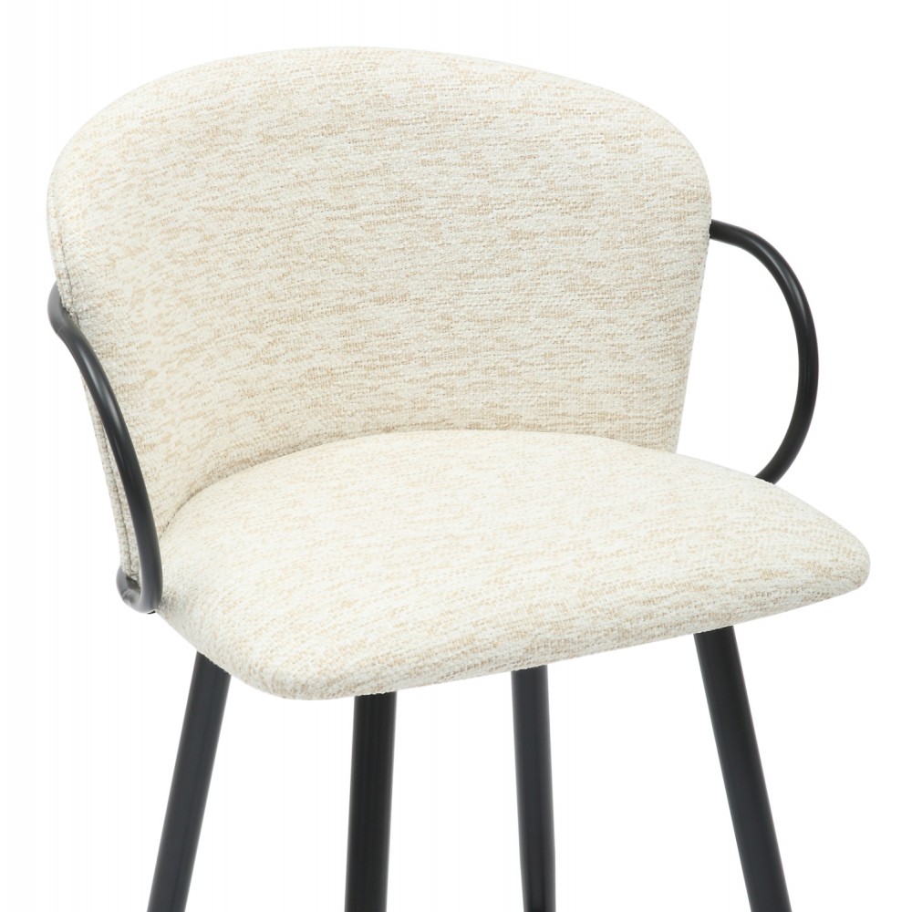 Σκαμπό μπαρ "NEBOR" από μέταλλο/ύφασμα σε χρώμα μαύρο/εκρού 53.5x51x90