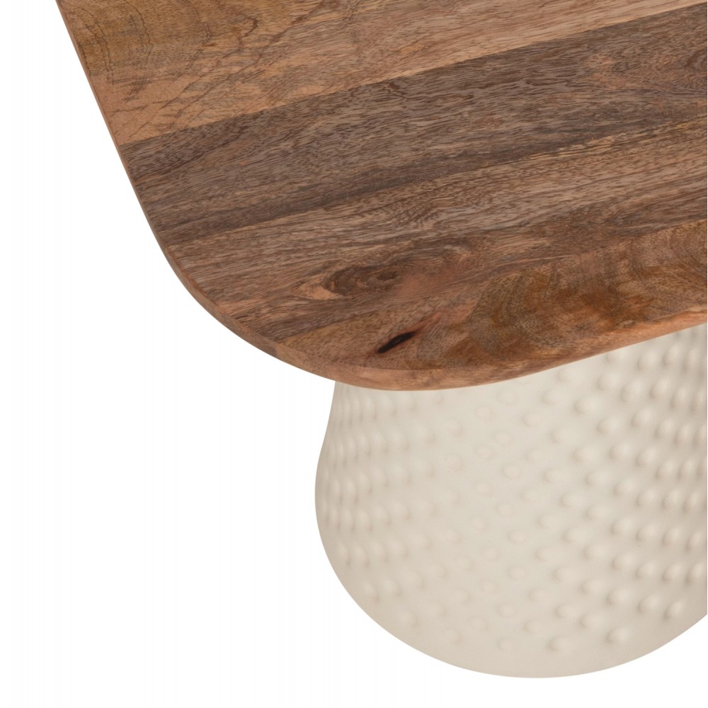 Σετ τραπέζια σαλονιού "GOLFER" 2τμχ από ξύλο/μέταλλο σε χρώμα φυσικό/εκρού 48x48x43