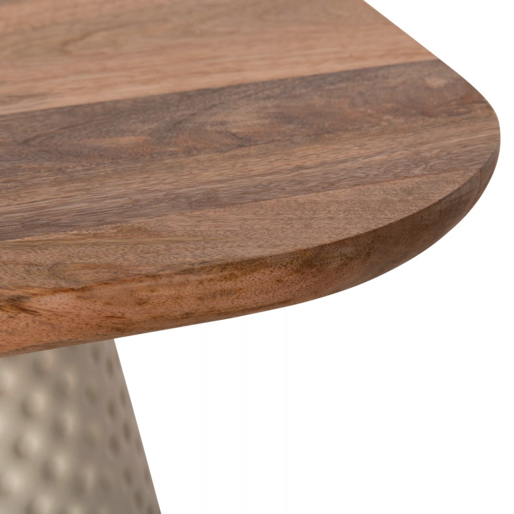 Σετ τραπέζια σαλονιού "GOLFER" 2τμχ από ξύλο/μέταλλο σε χρώμα φυσικό/εκρού 48x48x43