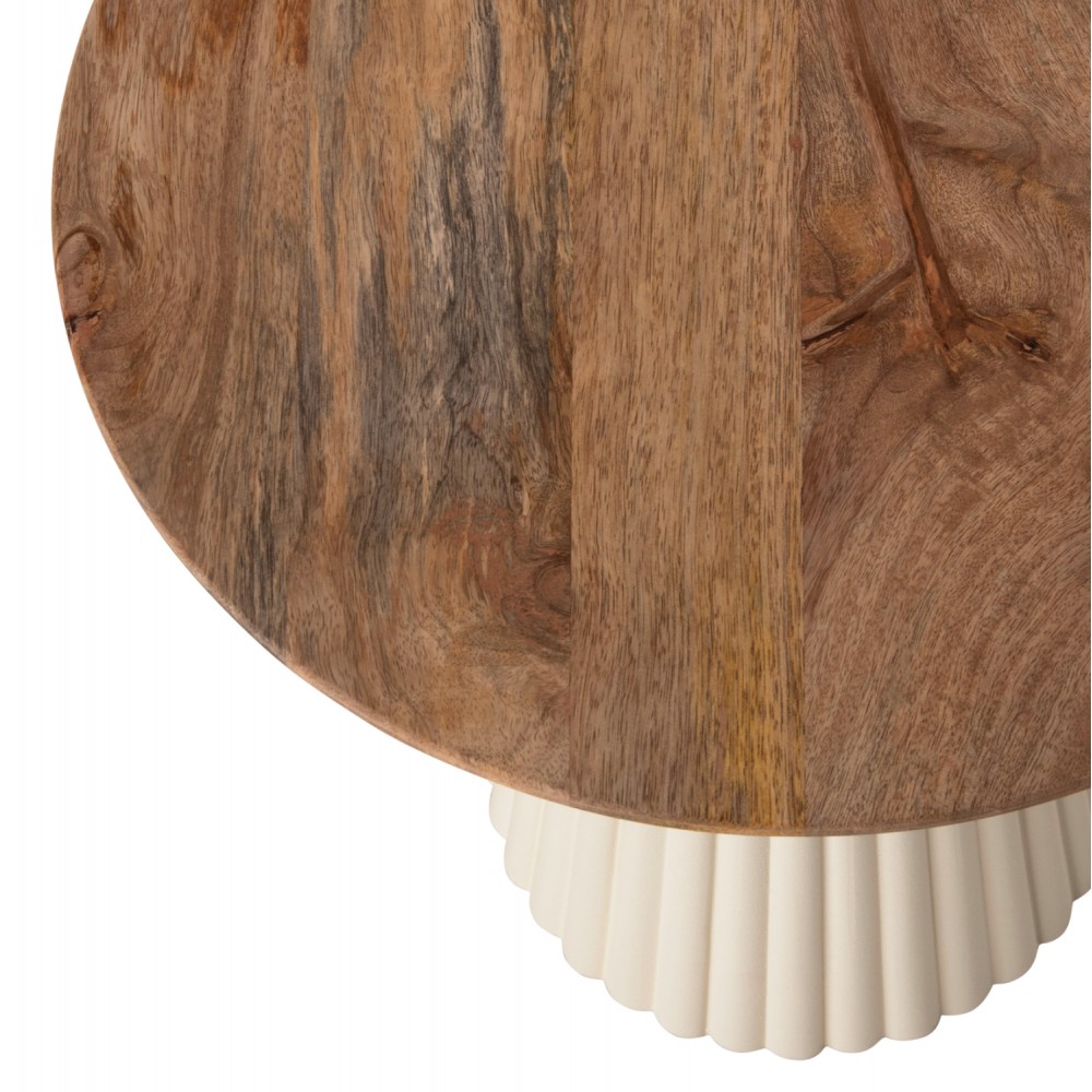 Σετ τραπέζια σαλονιού "FOLDY" 2τμχ από ξύλο/μέταλλο σε χρώμα φυσικό/εκρού Φ40 & Φ48