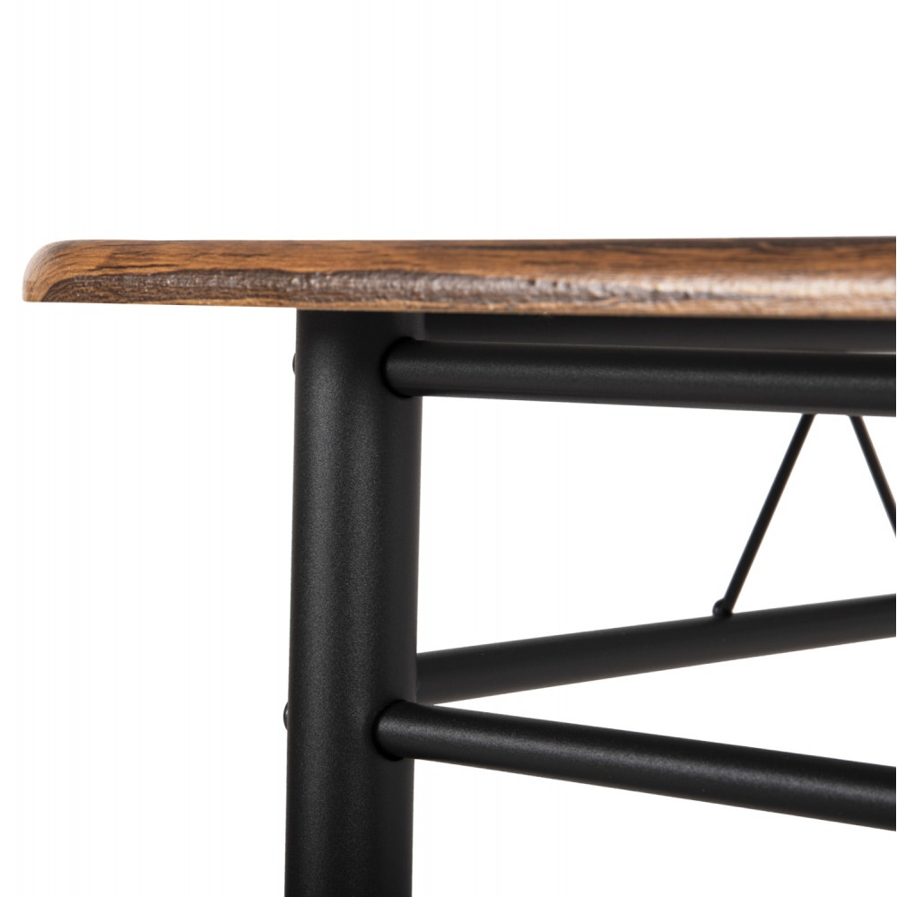 Σετ τραπεζαρίας "PEARY" από mdf/μέταλλο σε χρώμα καρυδί/μαύρο 110x60x74