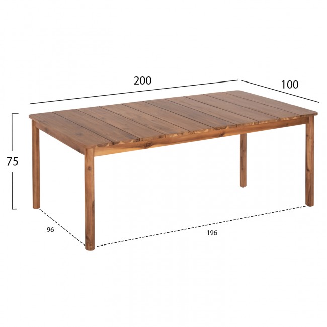 Τραπέζι "NAVANT" από ξύλο σε χρώμα φυσικό 200x100x75