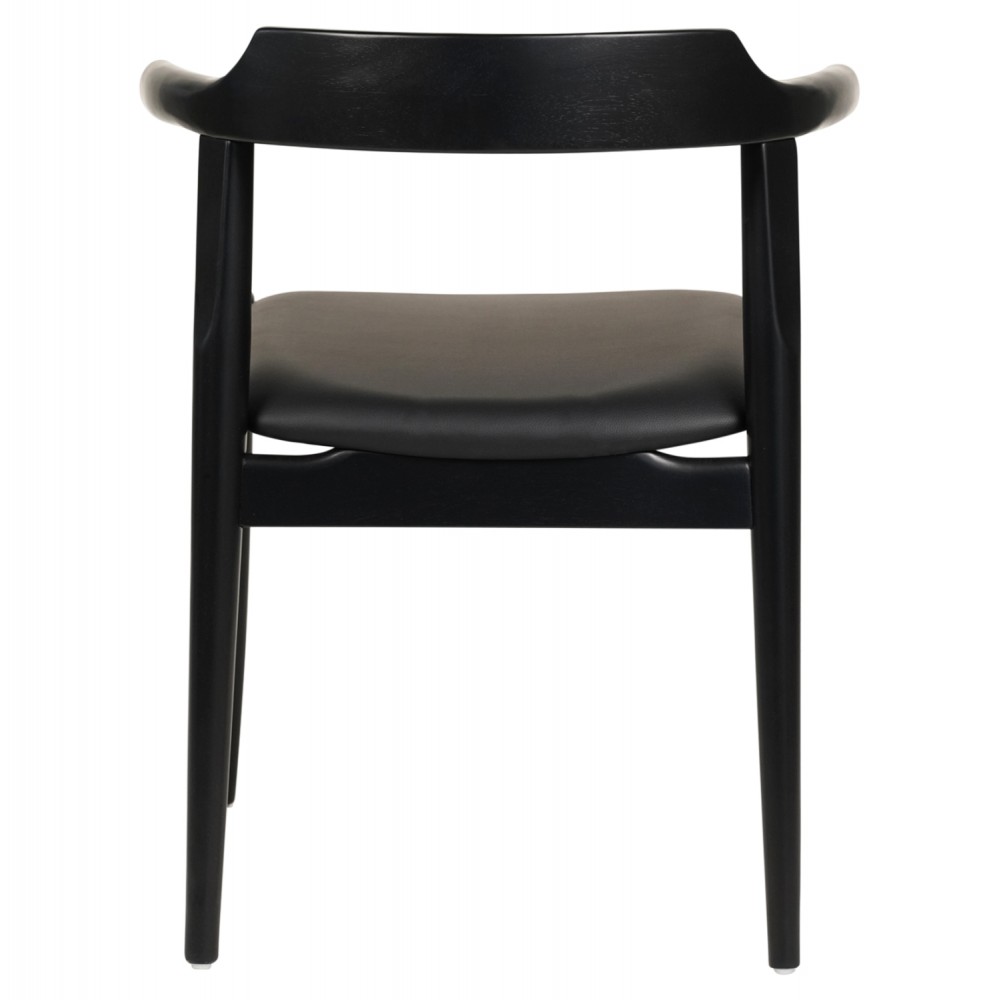 Πολυθρόνα τραπεζαρίας "CERSEI" από ξύλο/PU σε χρώμα μαύρο 57x54x74