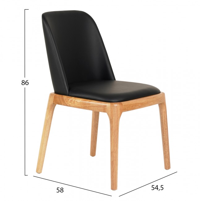Καρέκλα τραπεζαρίας "FURLAN" από ξύλο/PU σε χρώμα φυσικό/μαύρο 54.5x58x86