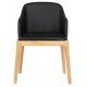 Πολυθρόνα τραπεζαρίας "FURLAN" από ξύλο/PU σε χρώμα φυσικό/μαύρο 54.5x58x78