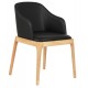 Πολυθρόνα τραπεζαρίας "FURLAN" από ξύλο/PU σε χρώμα φυσικό/μαύρο 54.5x58x78